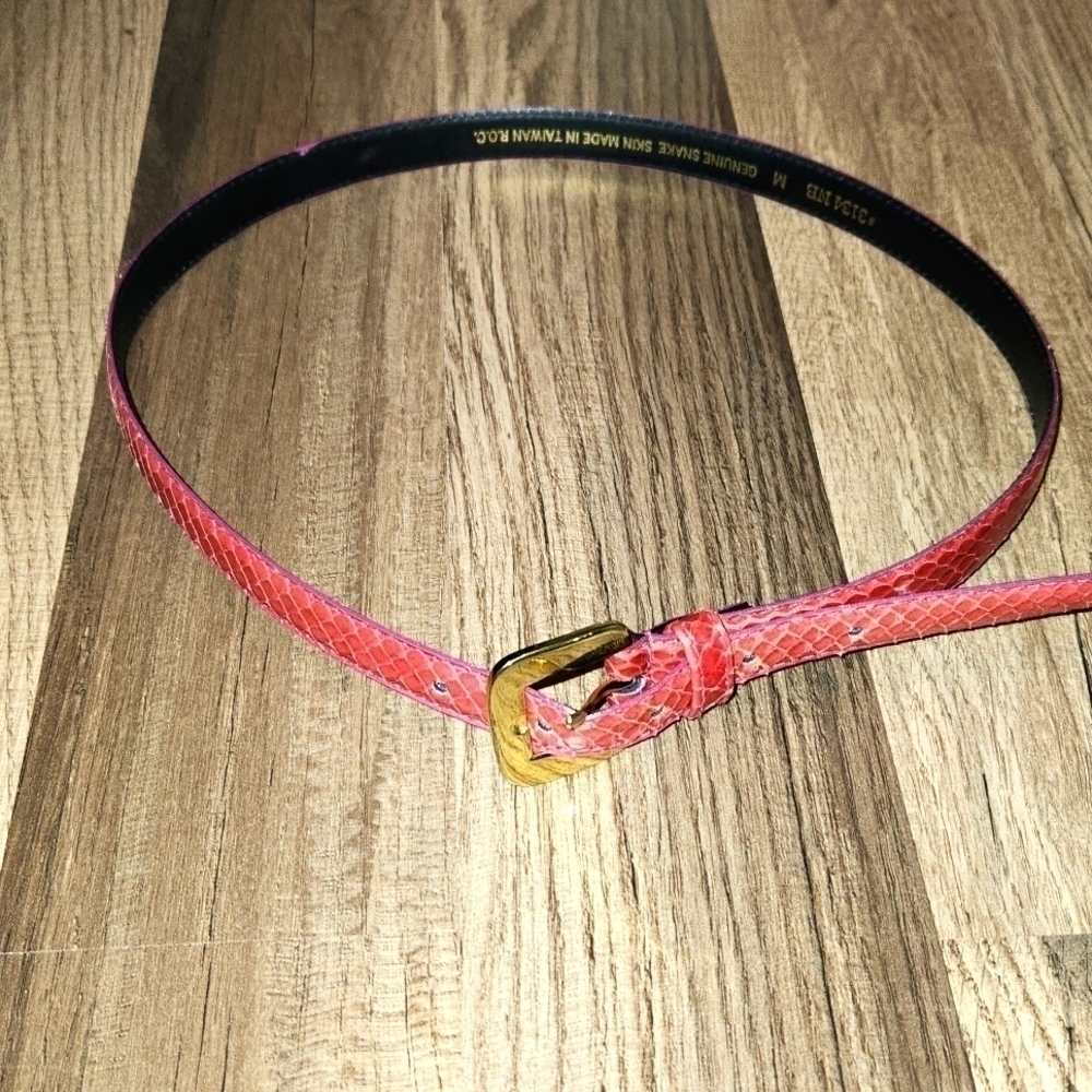 Snakeskin Genuine Belt Size Medium Hot Pink Vintage